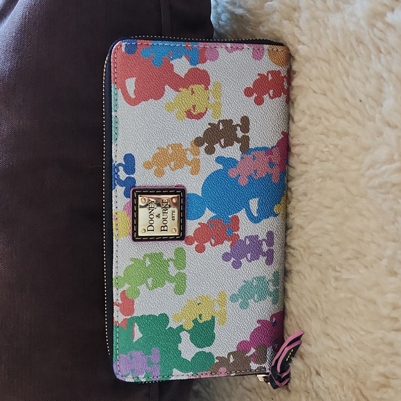 Dooney & Bourke Handbags - NWOT Dooney & Bourke Disney Parks Rainbow Mickey Mouse Large Wallet 💗🌈💜🐁